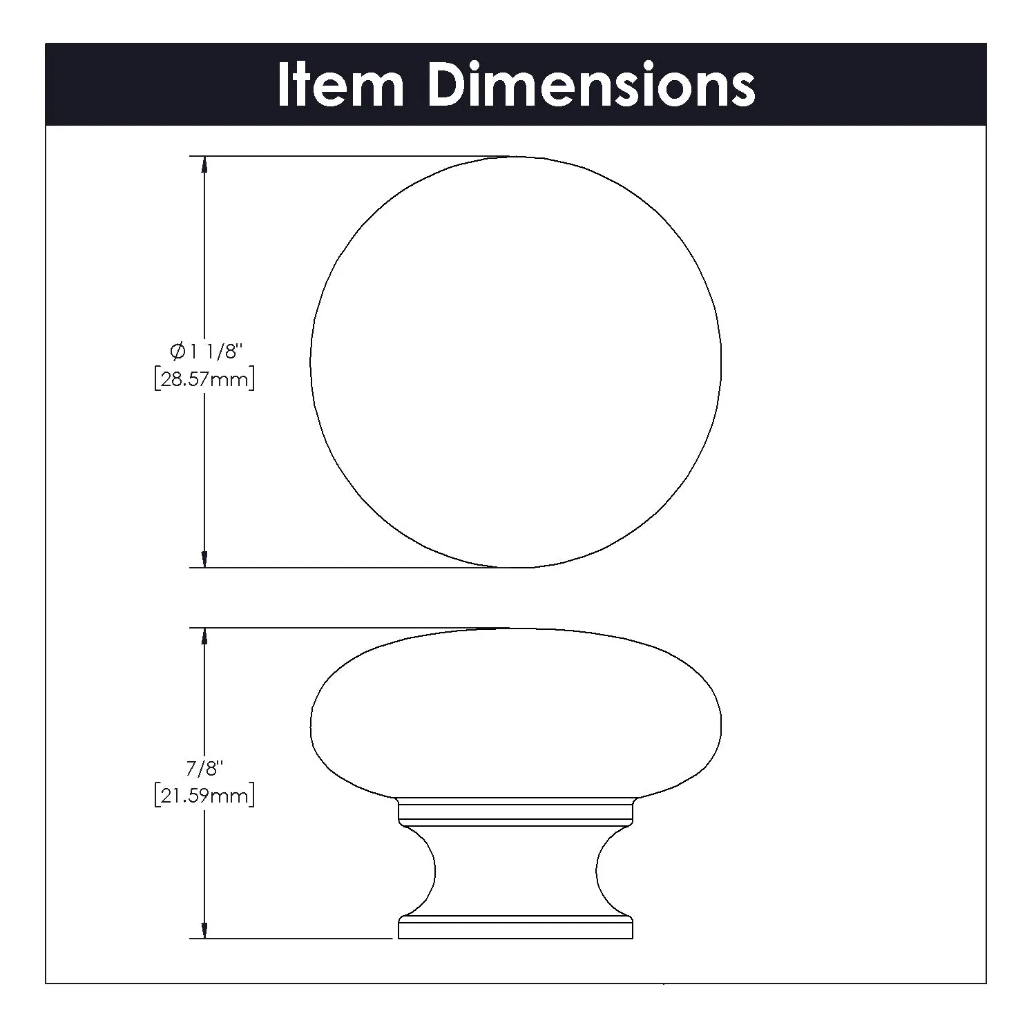 1-1/8 inch (29mm) Cottage Cabinet Knob