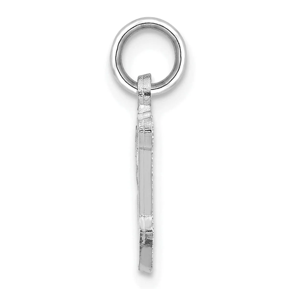 14k White Gold  Small Script Design Letter V Initial Charm Pendant
