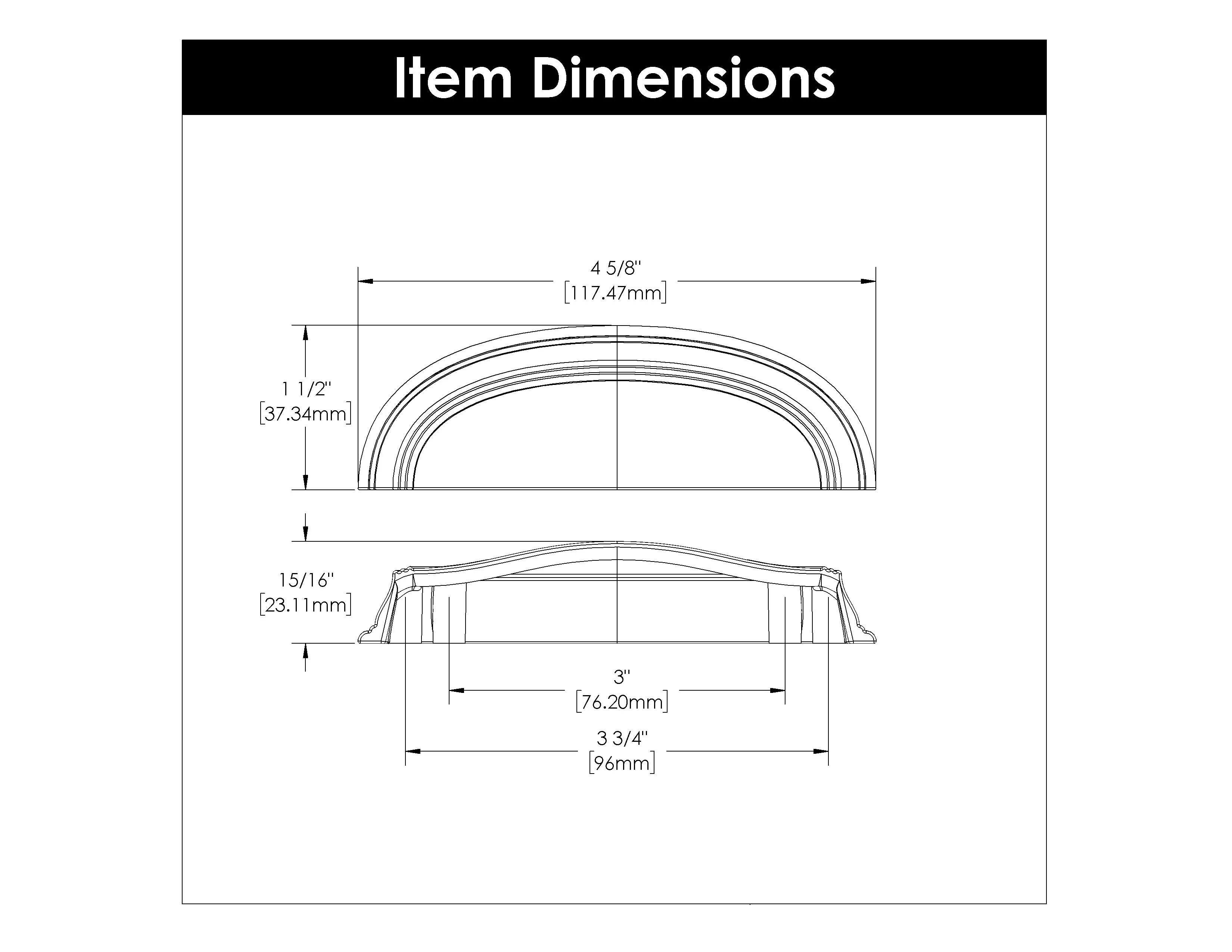 3 inch (76mm) and 3-3/4 inch (96mm) American Diner Cabinet Cup Pull