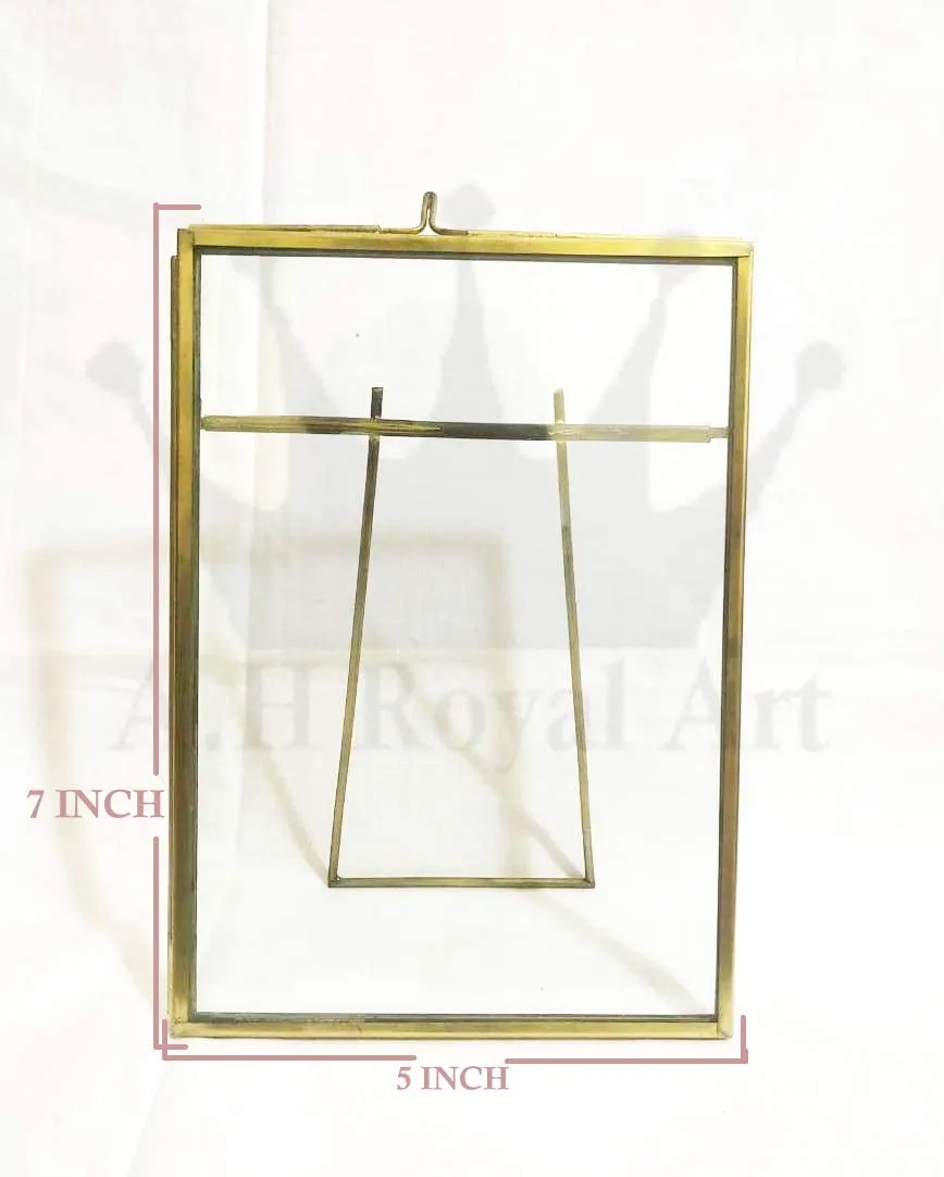 A.H Royal Art Decorative Glass & Brass Folding Table Top Photo Frame (5x7 inch, Golden)
