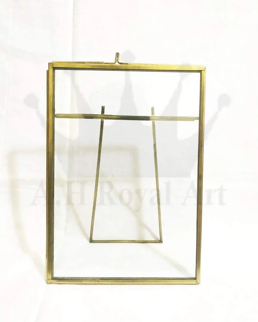 A.H Royal Art Decorative Glass & Brass Folding Table Top Photo Frame (5x7 inch, Golden)