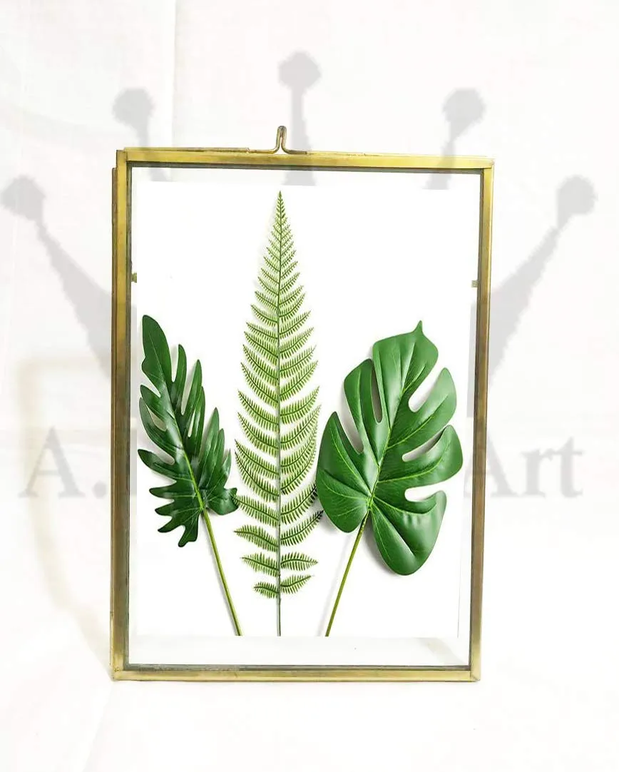 A.H Royal Art Decorative Glass & Brass Folding Table Top Photo Frame (5x7 inch, Golden)