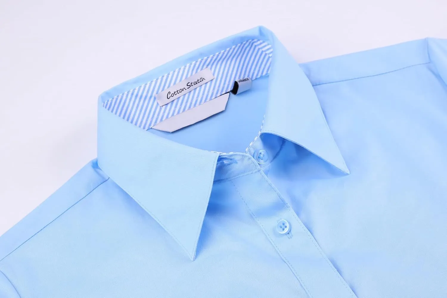 Alex Vando Womens Dress Shirts Wrinkle Free Solid Color Stretch Work Shirt