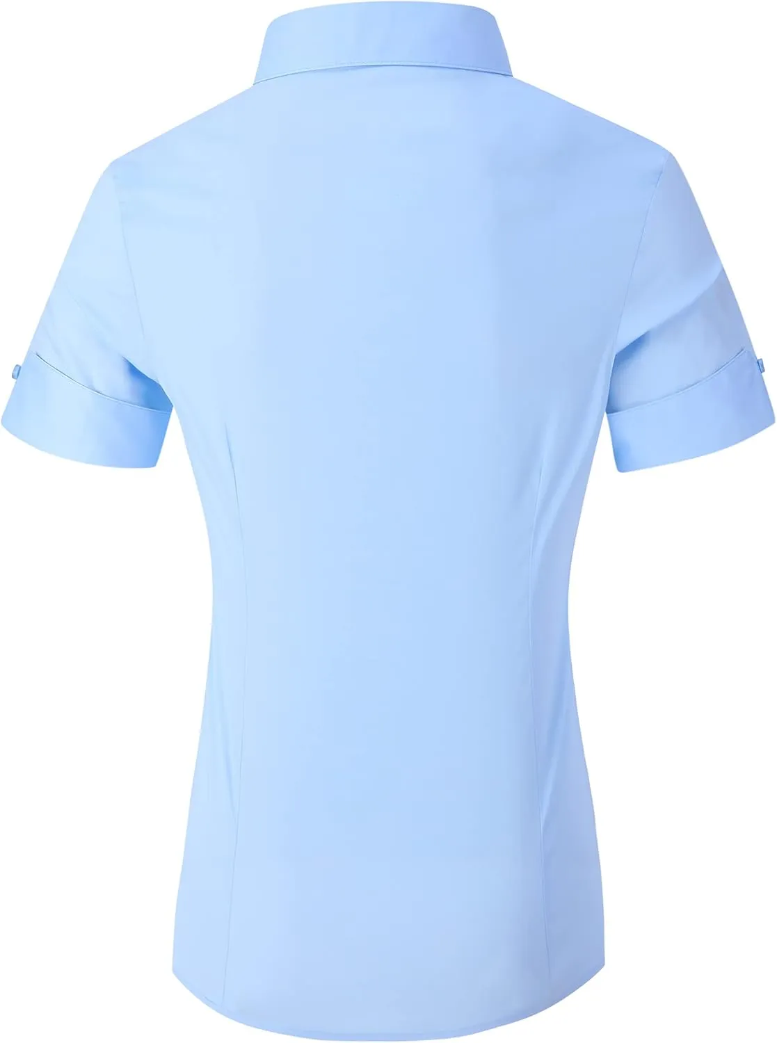 Alex Vando Womens Dress Shirts Wrinkle Free Solid Color Stretch Work Shirt