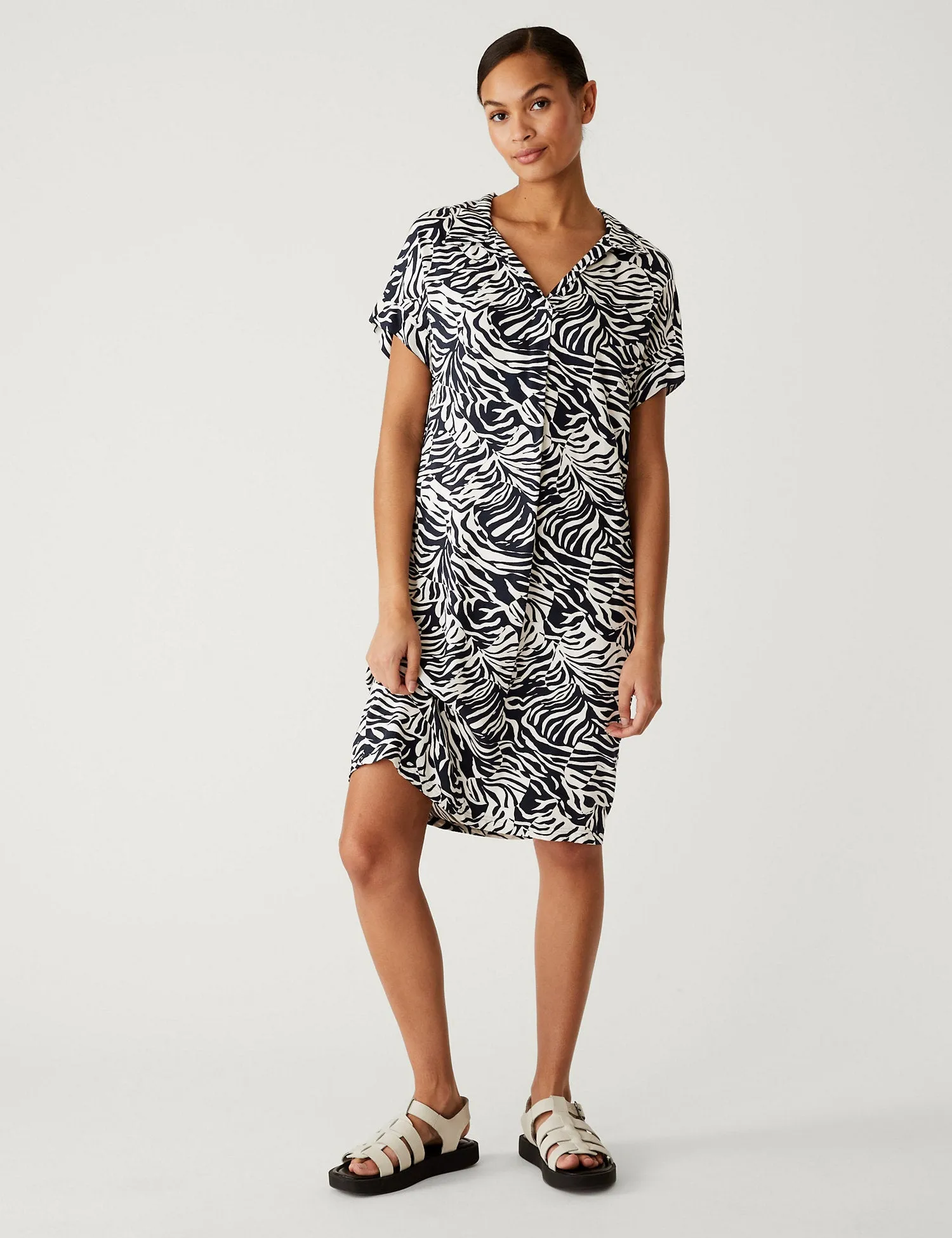 Animal Print V-Neck Knee Length Shift Dress