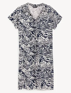Animal Print V-Neck Knee Length Shift Dress