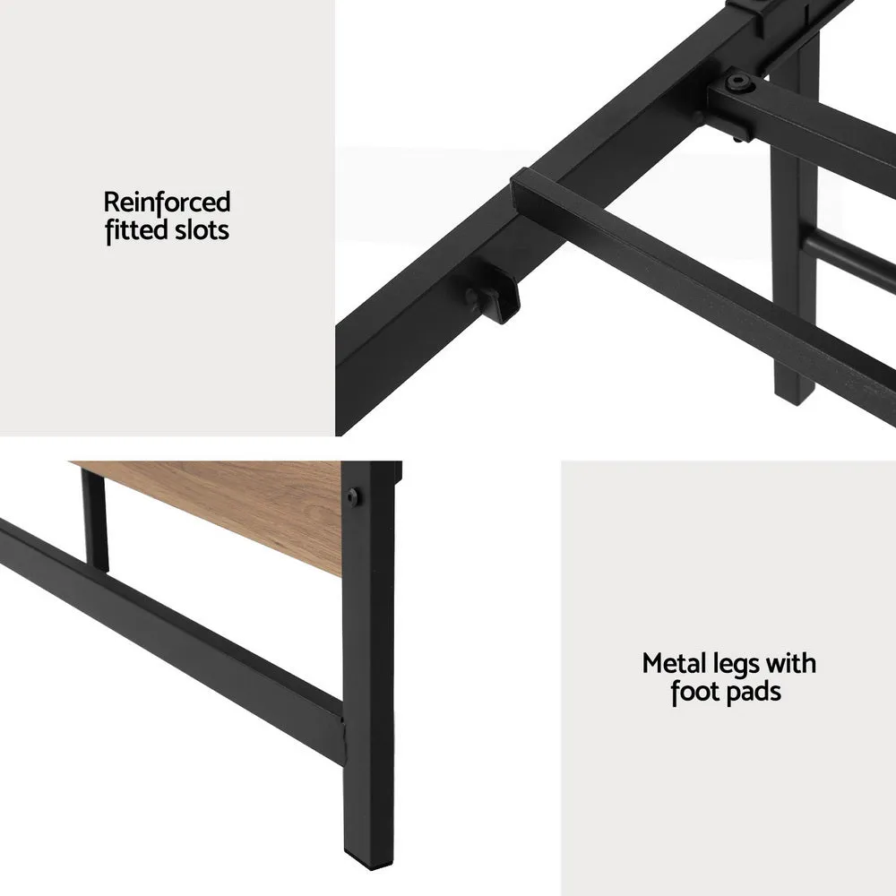 Artiss Bed Frame Metal Bed Base Double Size Platform Wooden Headboard Black DREW