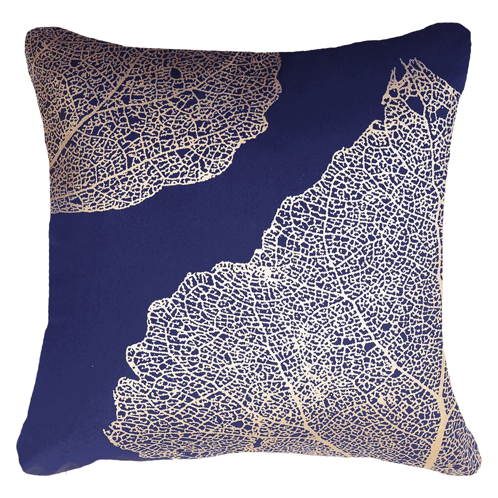 Bone Leaf Navy Lounge Cushion 55x55cm