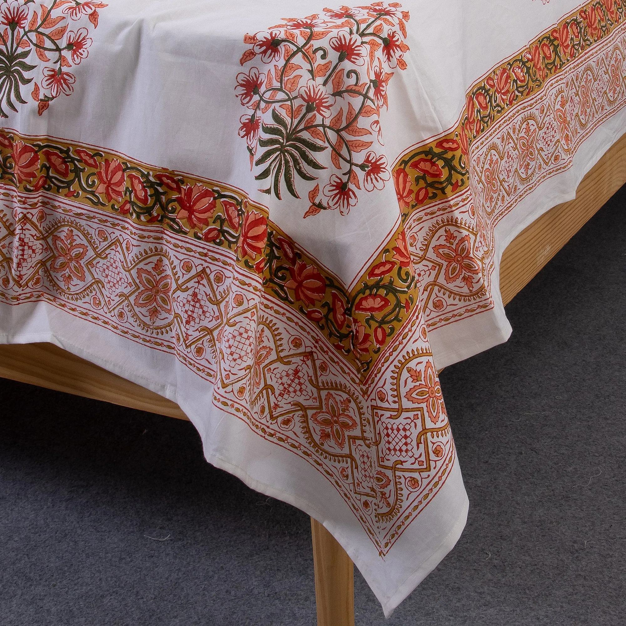 Boota Floral Printed Soft Cotton Block Print Bedsheets With Pillow Cover