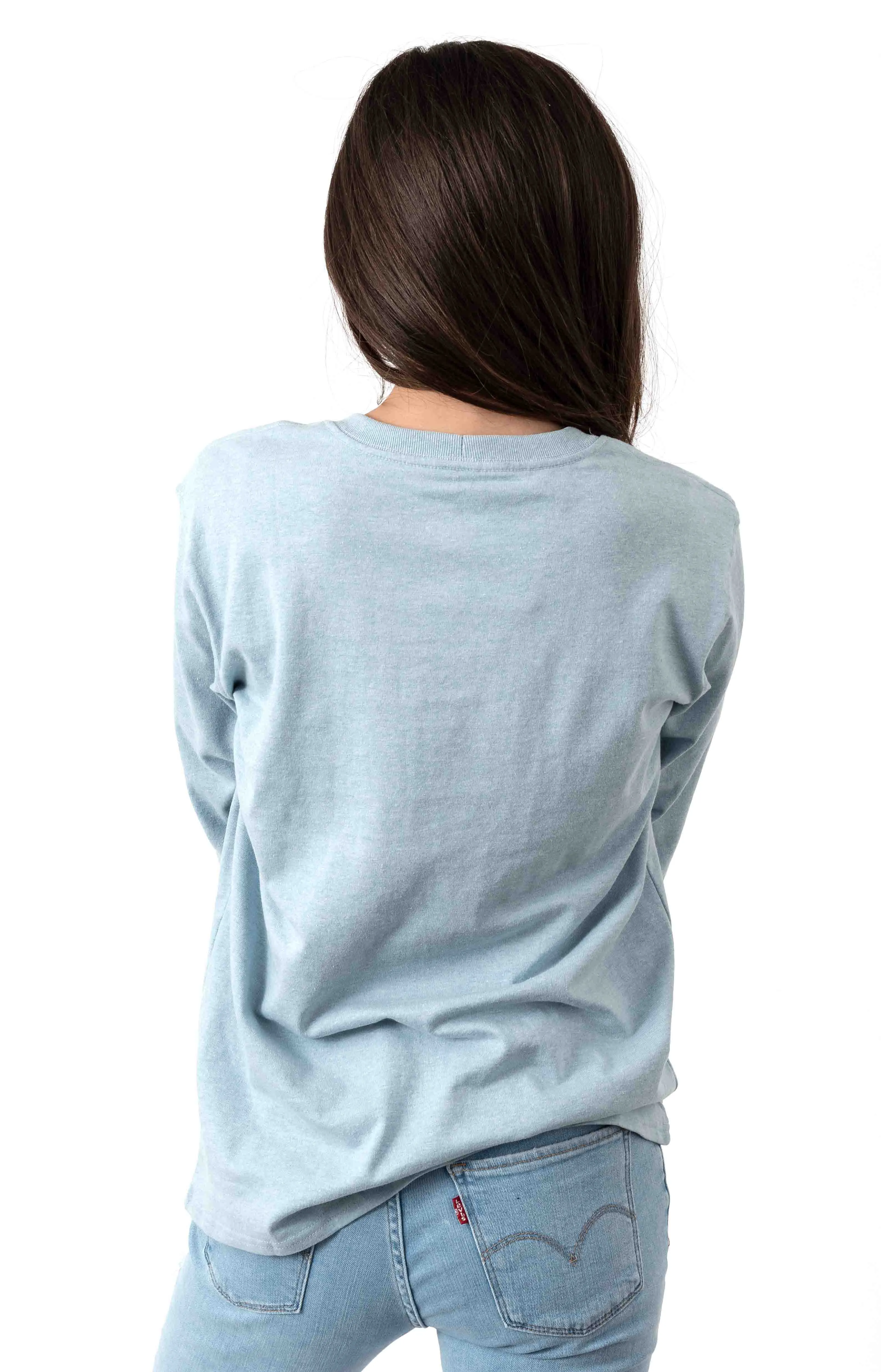 Carhartt WK231 Soft Blue Heather Long Sleeve Workwear Shirt with Sleeve Logo Womens