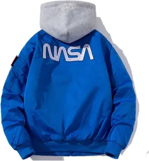 Casual jackets, Men Biker Bomber Jacket, NASA MA-1 Military Flight Jacket Light Air Force Moto Street Coat