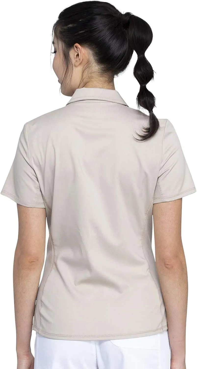 Cherokee Women Scrubs Top Workwear Revolution Tuckable Snap Front Polo WW698