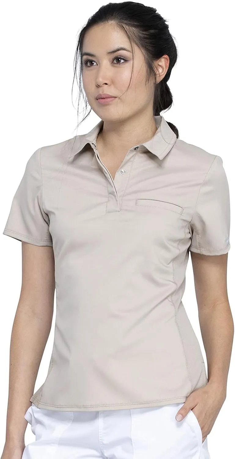 Cherokee Women Scrubs Top Workwear Revolution Tuckable Snap Front Polo WW698