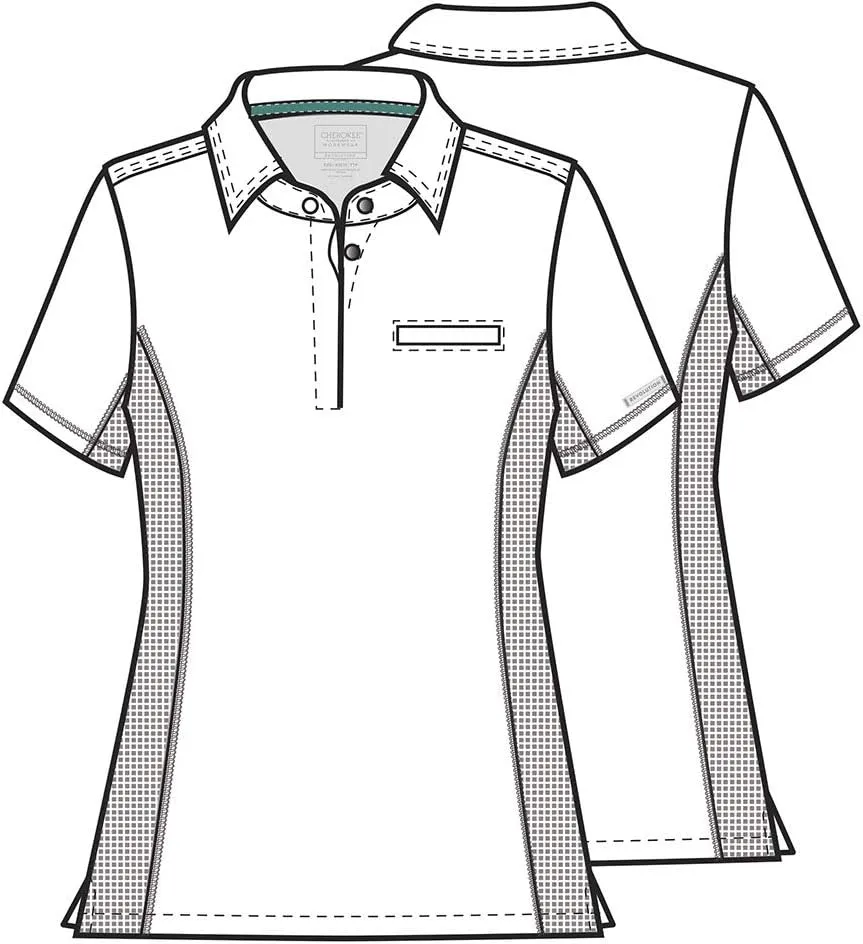 Cherokee Women Scrubs Top Workwear Revolution Tuckable Snap Front Polo WW698