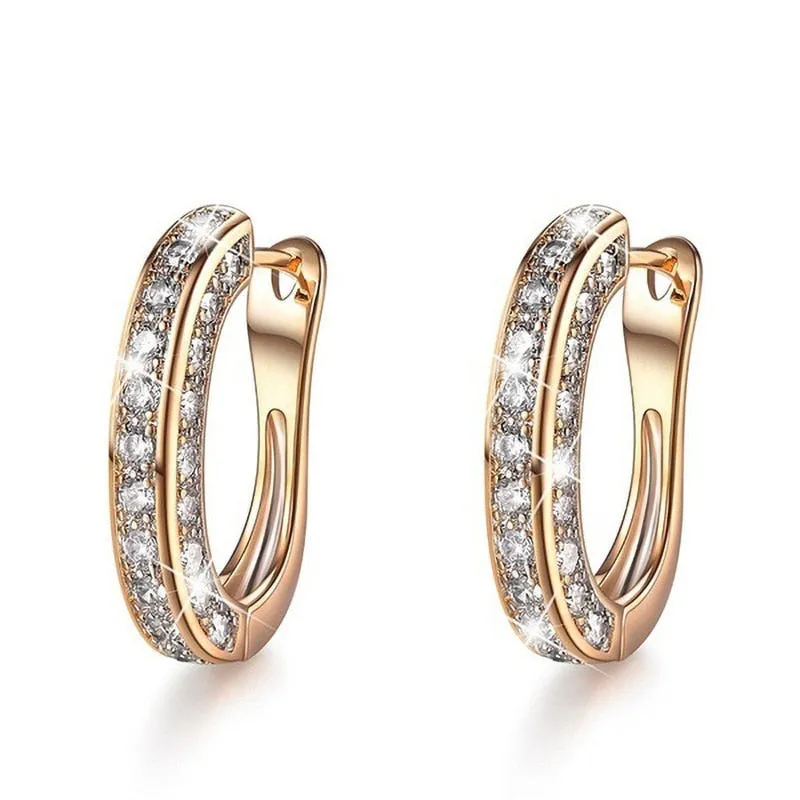 Classic 3 Styles Round White Zircon Hoop Earrings For Women