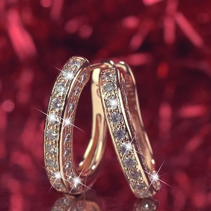 Classic 3 Styles Round White Zircon Hoop Earrings For Women