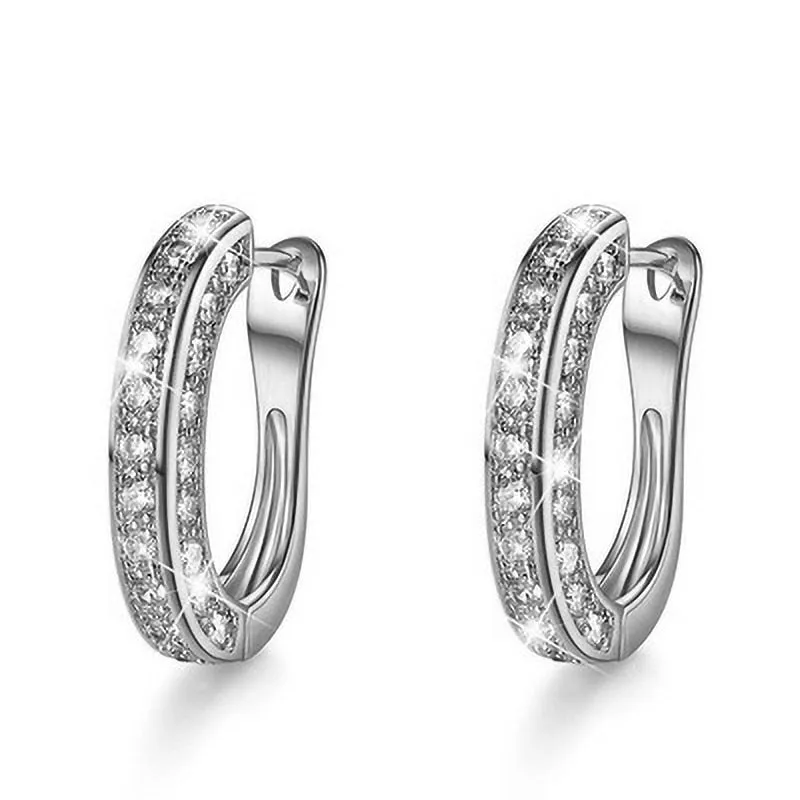 Classic 3 Styles Round White Zircon Hoop Earrings For Women