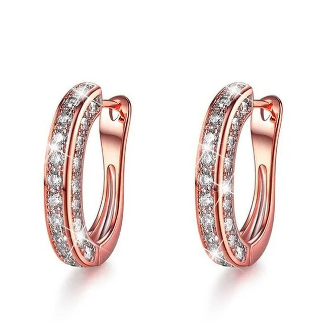 Classic 3 Styles Round White Zircon Hoop Earrings For Women
