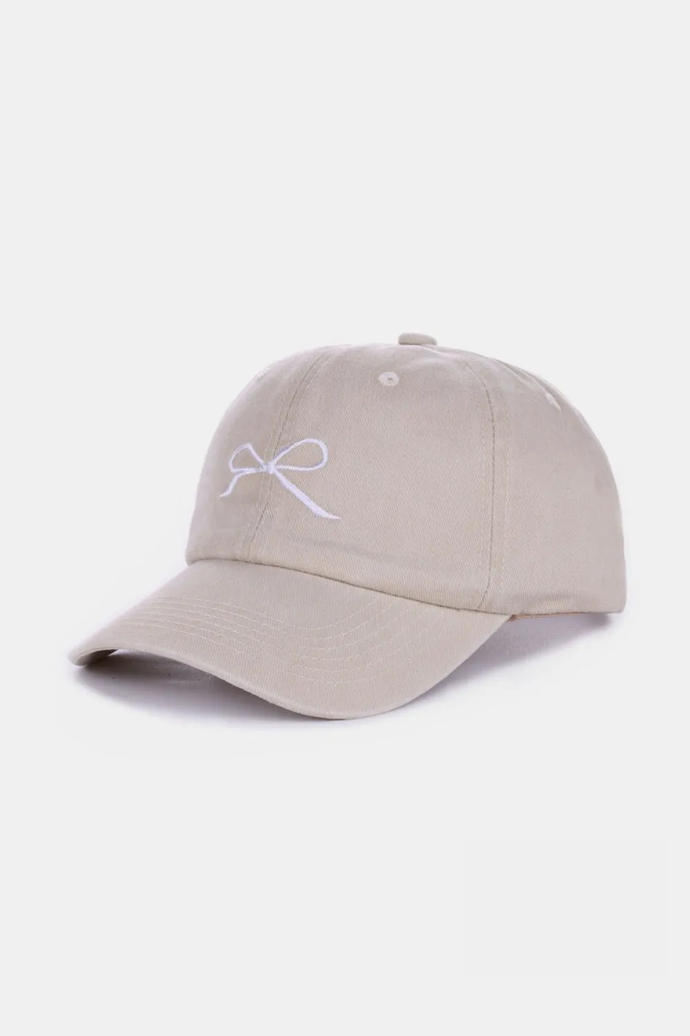 Coquette Ribbon Bow Embroidery Washed Hat