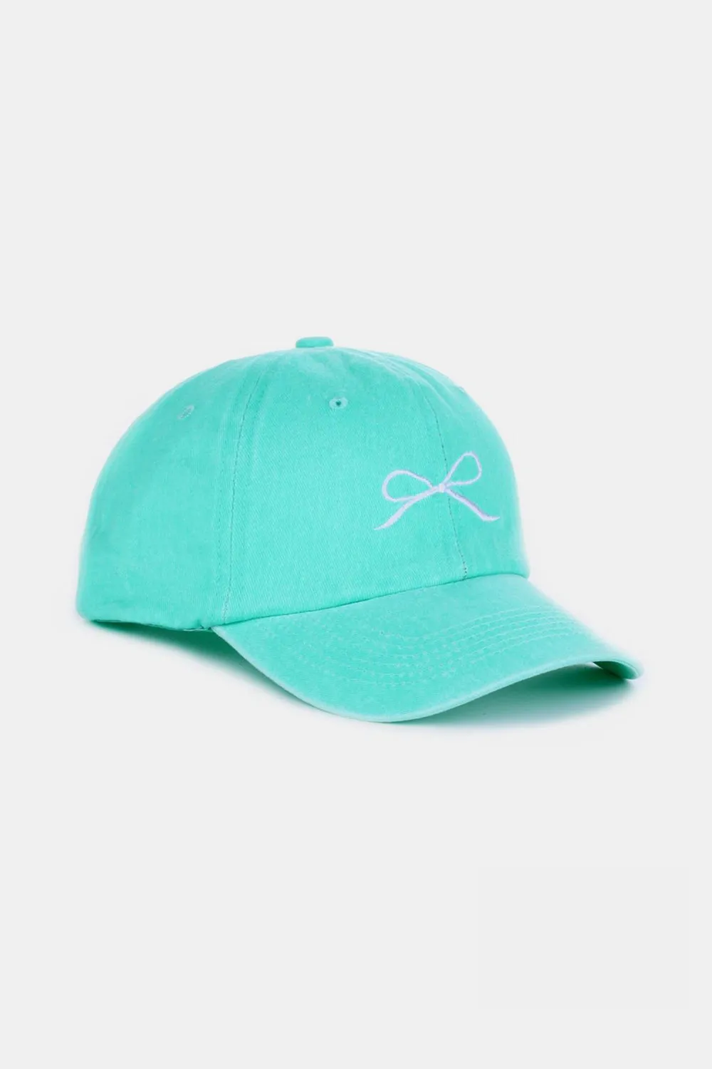 Coquette Ribbon Bow Embroidery Washed Hat