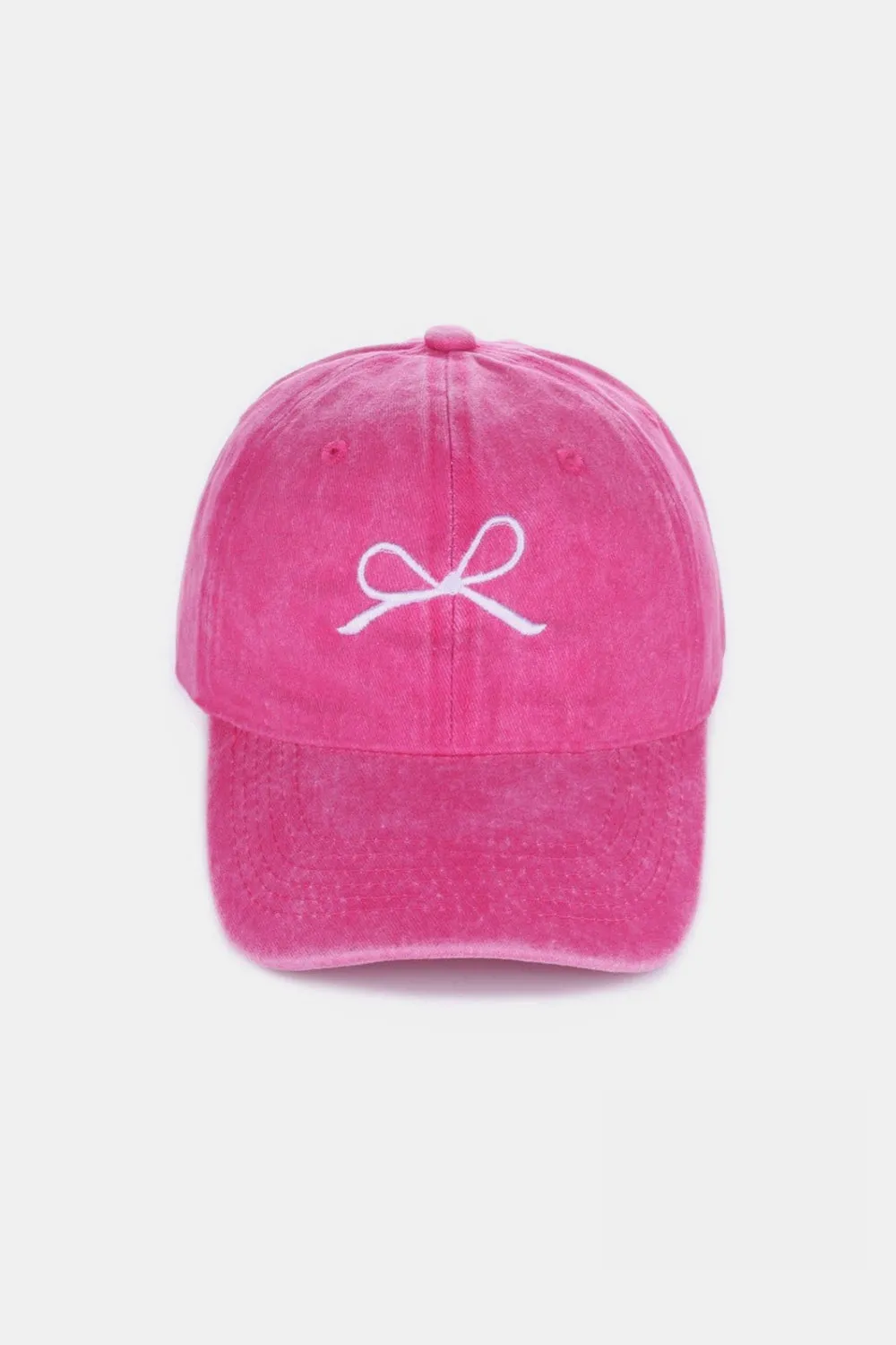 Coquette Ribbon Bow Embroidery Washed Hat