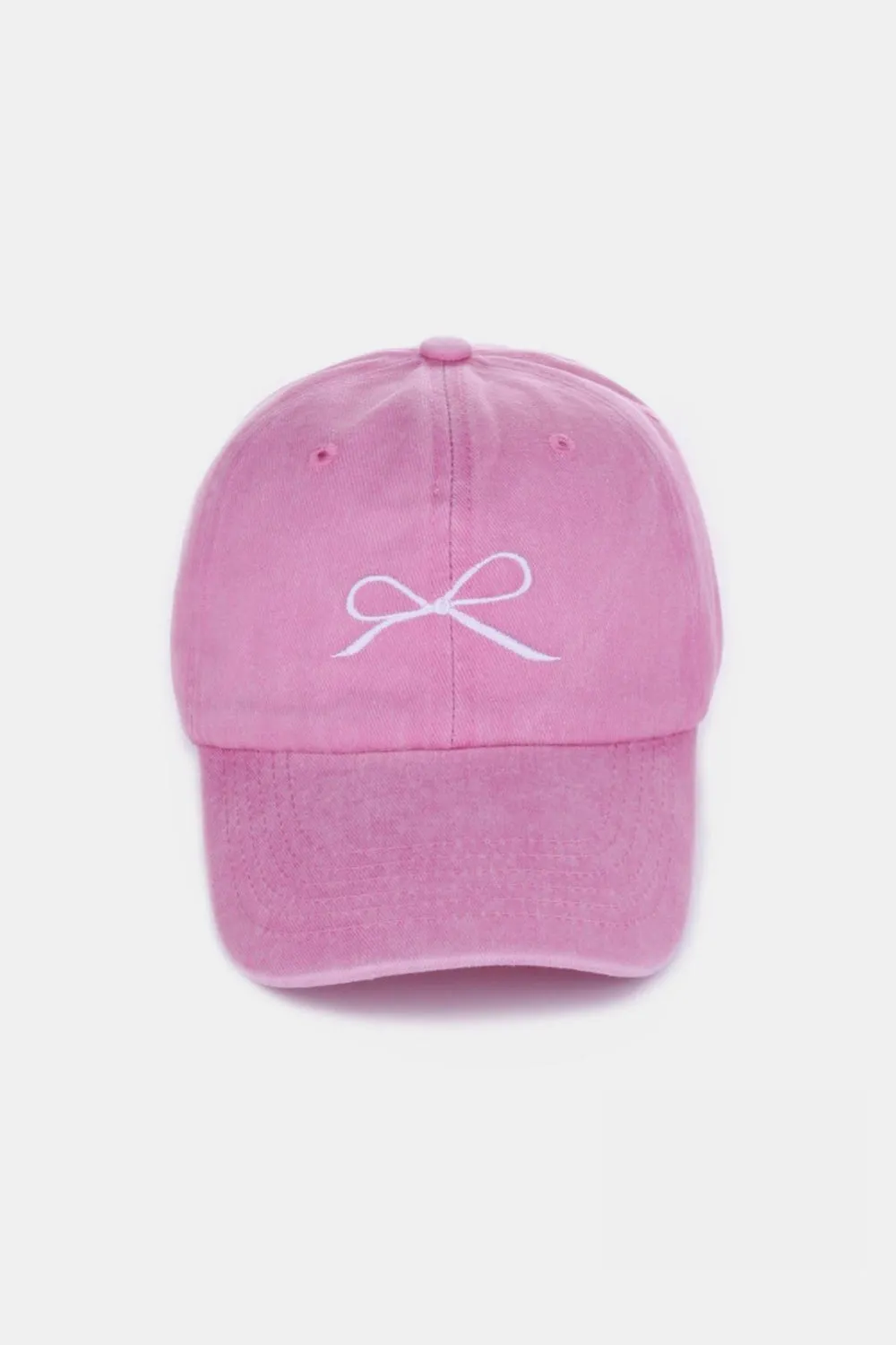 Coquette Ribbon Bow Embroidery Washed Hat