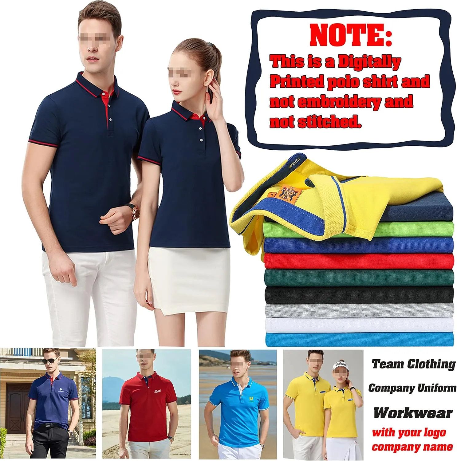 Custom Men's Women's Novelty Polo Shirts Add Your Own Text Logo Design Workwear Personalized Tshirt Teamshirt