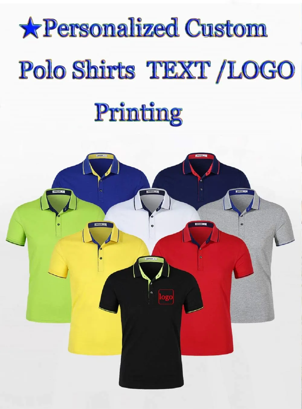 Custom Men's Women's Novelty Polo Shirts Add Your Own Text Logo Design Workwear Personalized Tshirt Teamshirt