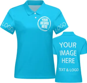 Custom Polo Shirts for Women Customize Your Text Custom Company Logo Personalized Short Sleeve for Sports Workwear