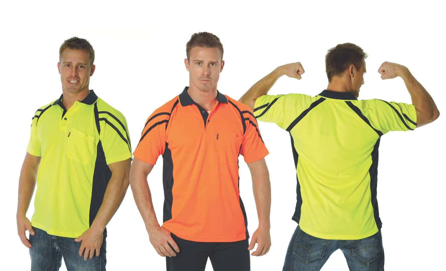 DNC Hi Vis Cool Breathe Stripe Panel Polo Shirt S/S (3979)