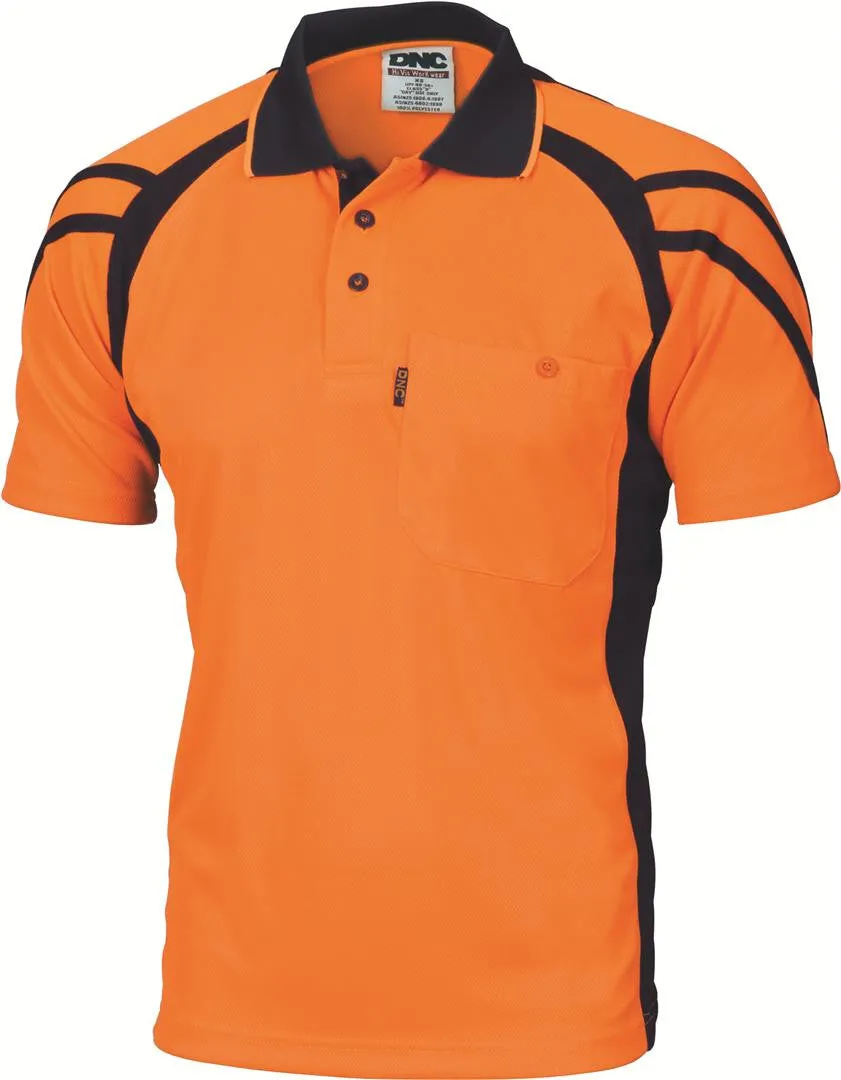 DNC Hi Vis Cool Breathe Stripe Panel Polo Shirt S/S (3979)