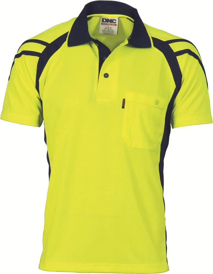 DNC Hi Vis Cool Breathe Stripe Panel Polo Shirt S/S (3979)