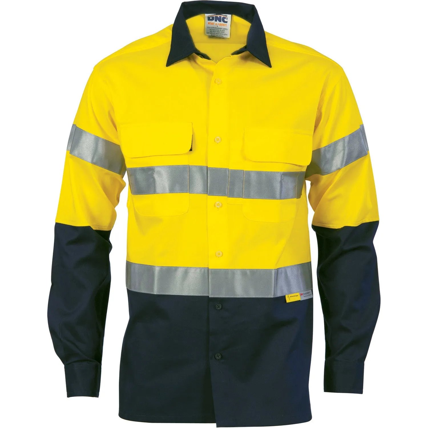 DNC Hi Vis Cool Breeze Cotton Shirt With 3M Value R/T L/S (3988)