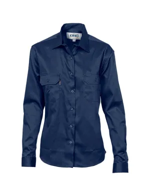 DNC Ladies Cotton Drill Work Shirt Long Sleeve (3232)