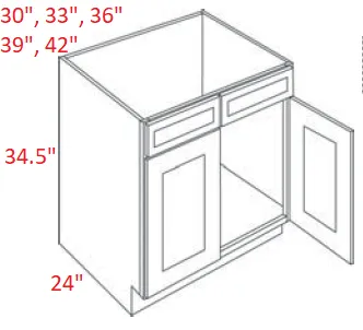 EB10-SB42 Elegant White Assembled 42" Sink Base Cabinet