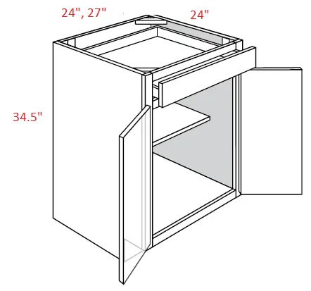 EB22-B27 Elegant Dove Assembled 27" Base Cabinet