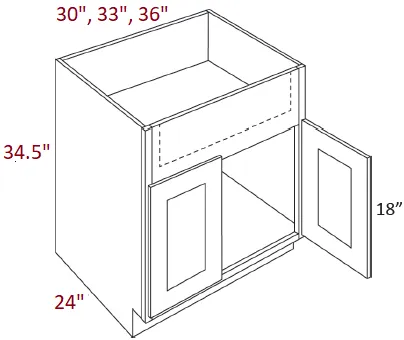 EB22-SB30-FS Elegant Dove Assembled 30" Farm Sink Base Cabinet