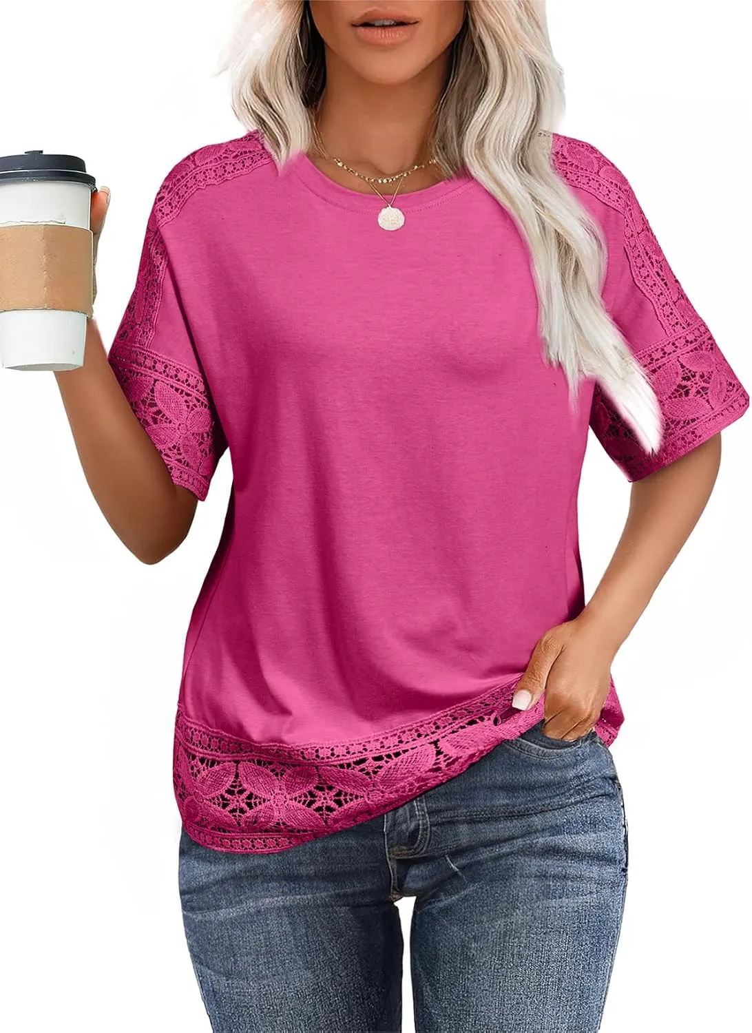 EVALESS Womens Spring Tops Crewneck Short Sleeve Basic Tee Shirts Oversized Summer Outfits Dressy Casual Blouses 2025