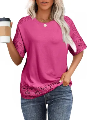 EVALESS Womens Spring Tops Crewneck Short Sleeve Basic Tee Shirts Oversized Summer Outfits Dressy Casual Blouses 2025