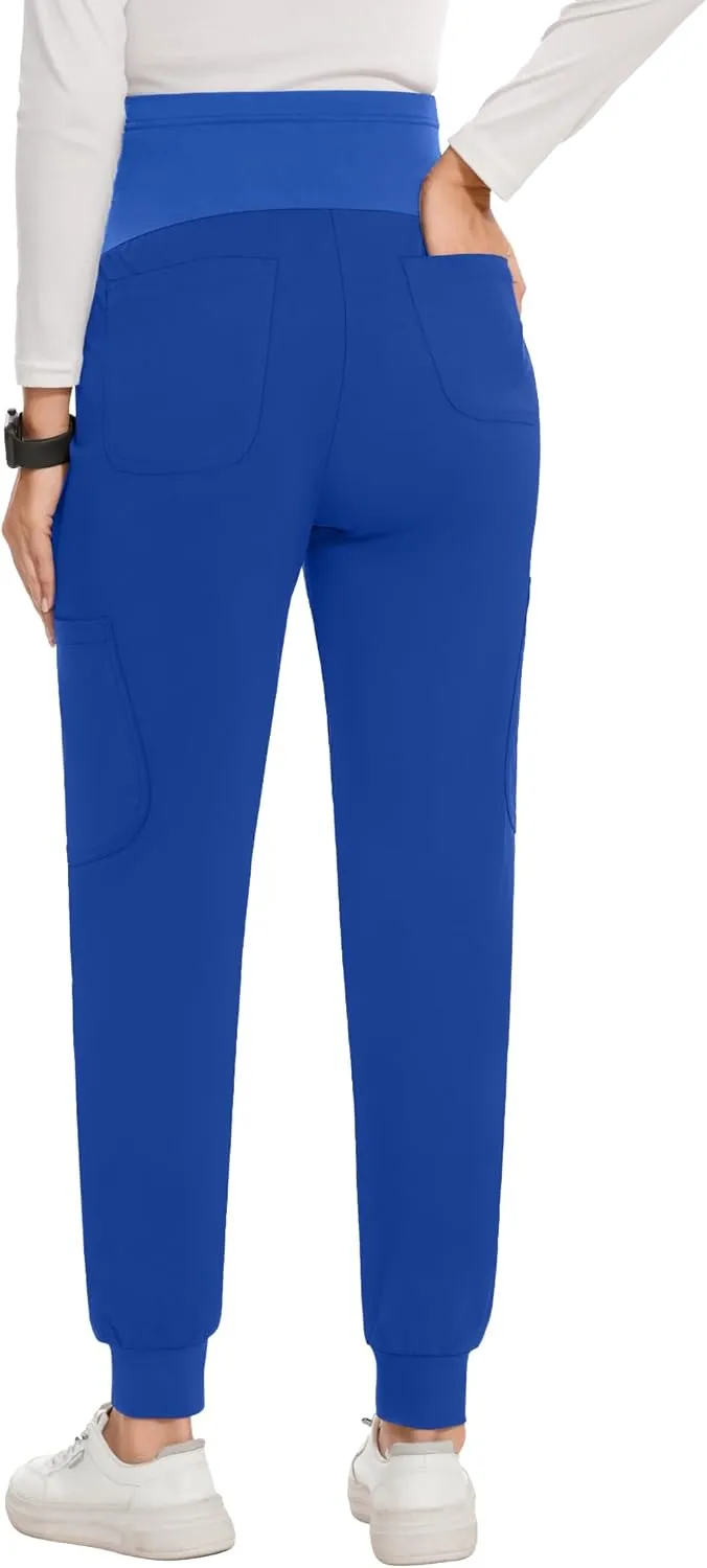 FABRACK Women's Maternity Scrub Jogger Pants Workwear Stretch Comfy Pregnancy Pants with 6 Pockets, S-XXL