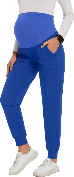 FABRACK Women's Maternity Scrub Jogger Pants Workwear Stretch Comfy Pregnancy Pants with 6 Pockets, S-XXL