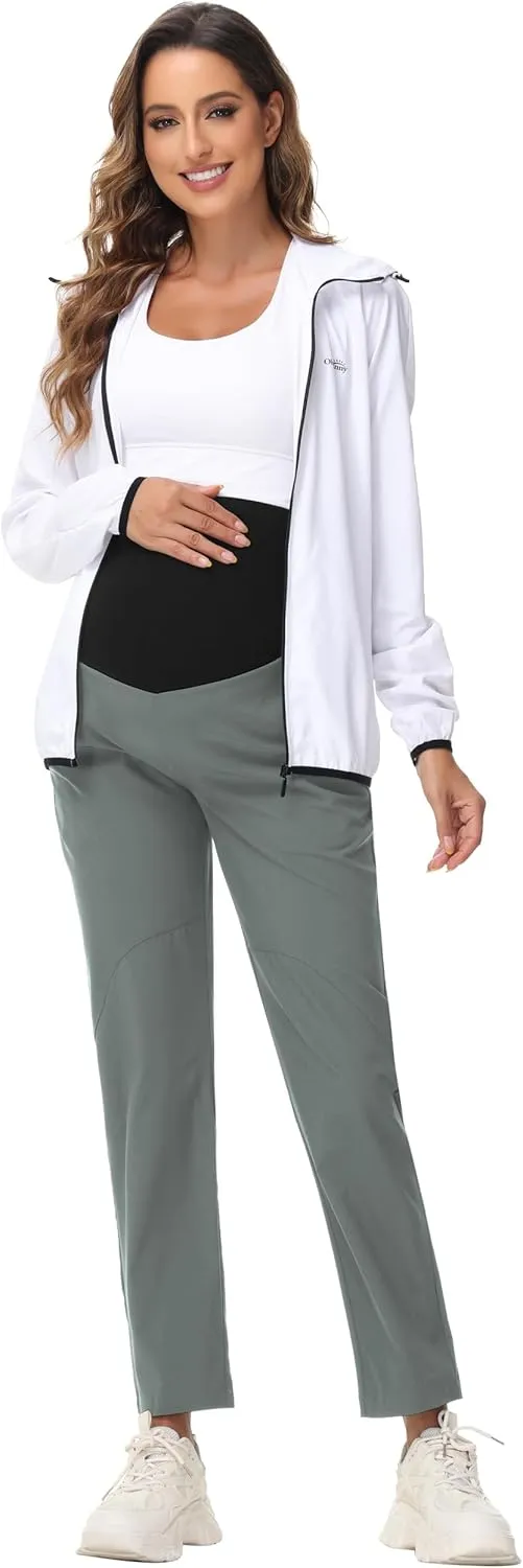 Foucome Women's Maternity Work Pants Comfy Casual Pregnancy Scrub Pants Straight Leg Workwear Scrubs