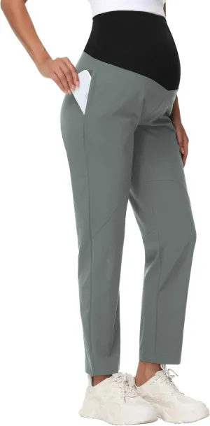 Foucome Women's Maternity Work Pants Comfy Casual Pregnancy Scrub Pants Straight Leg Workwear Scrubs