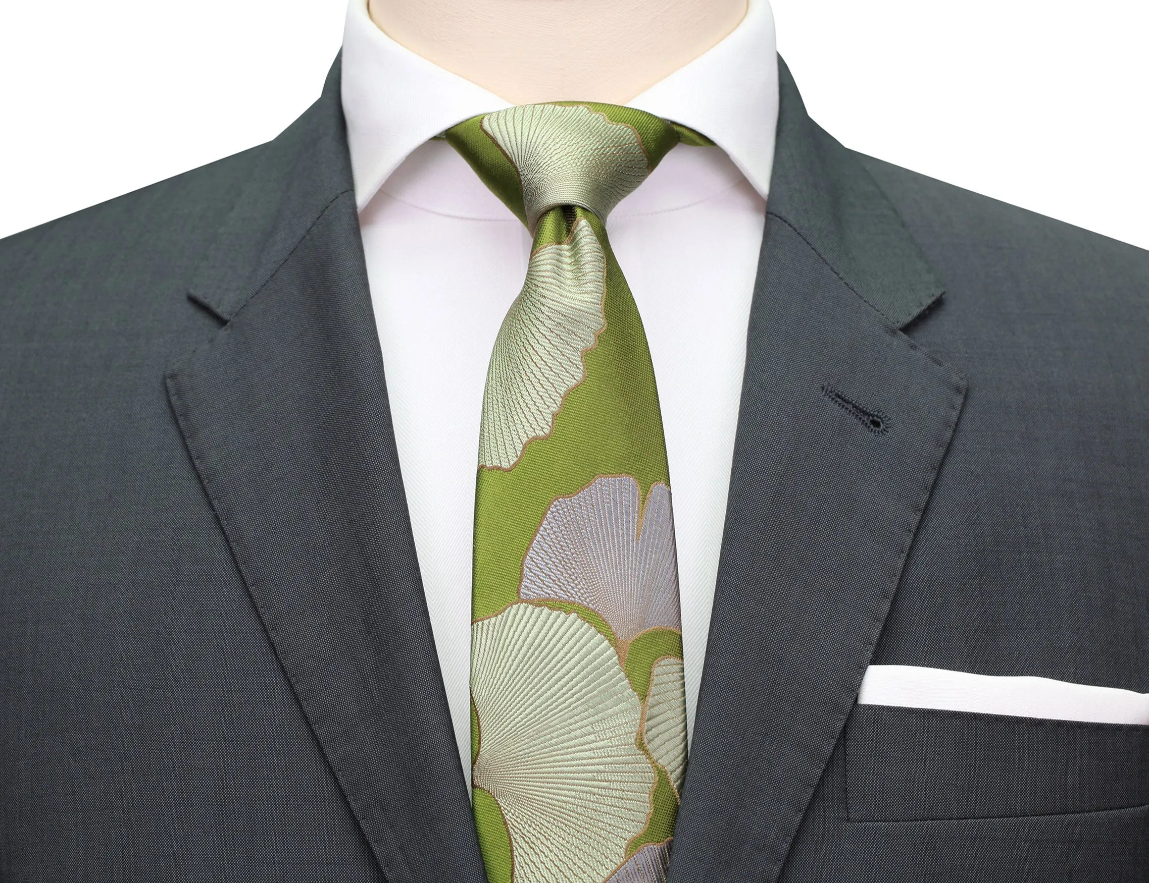Ginkgo Tie in Green Tea