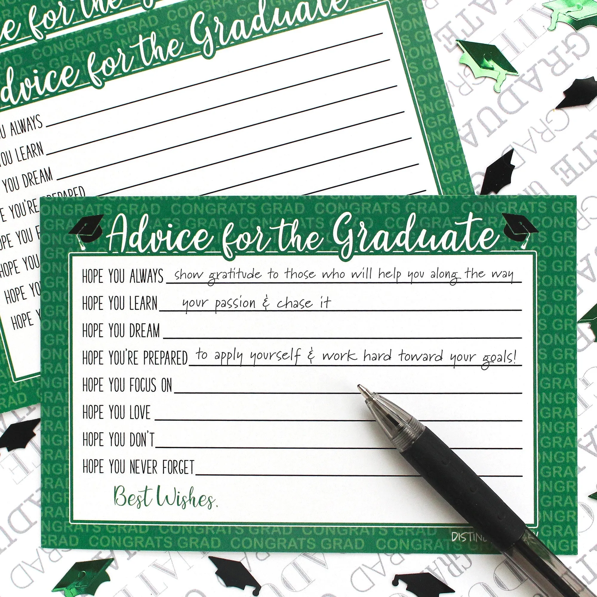 Graduation Party Class of 2024: Graduation Advice Cards – 11 School Colors - 25 Cards