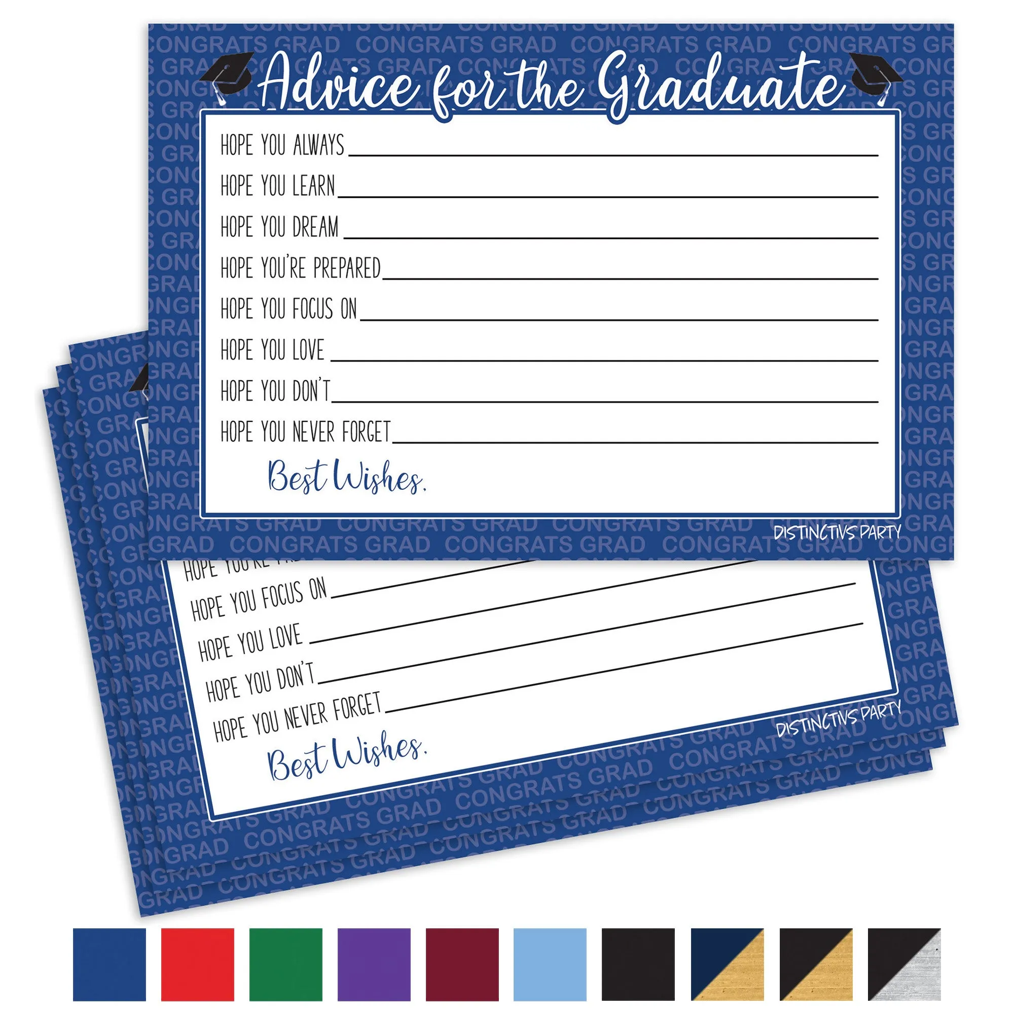 Graduation Party Class of 2024: Graduation Advice Cards – 11 School Colors - 25 Cards