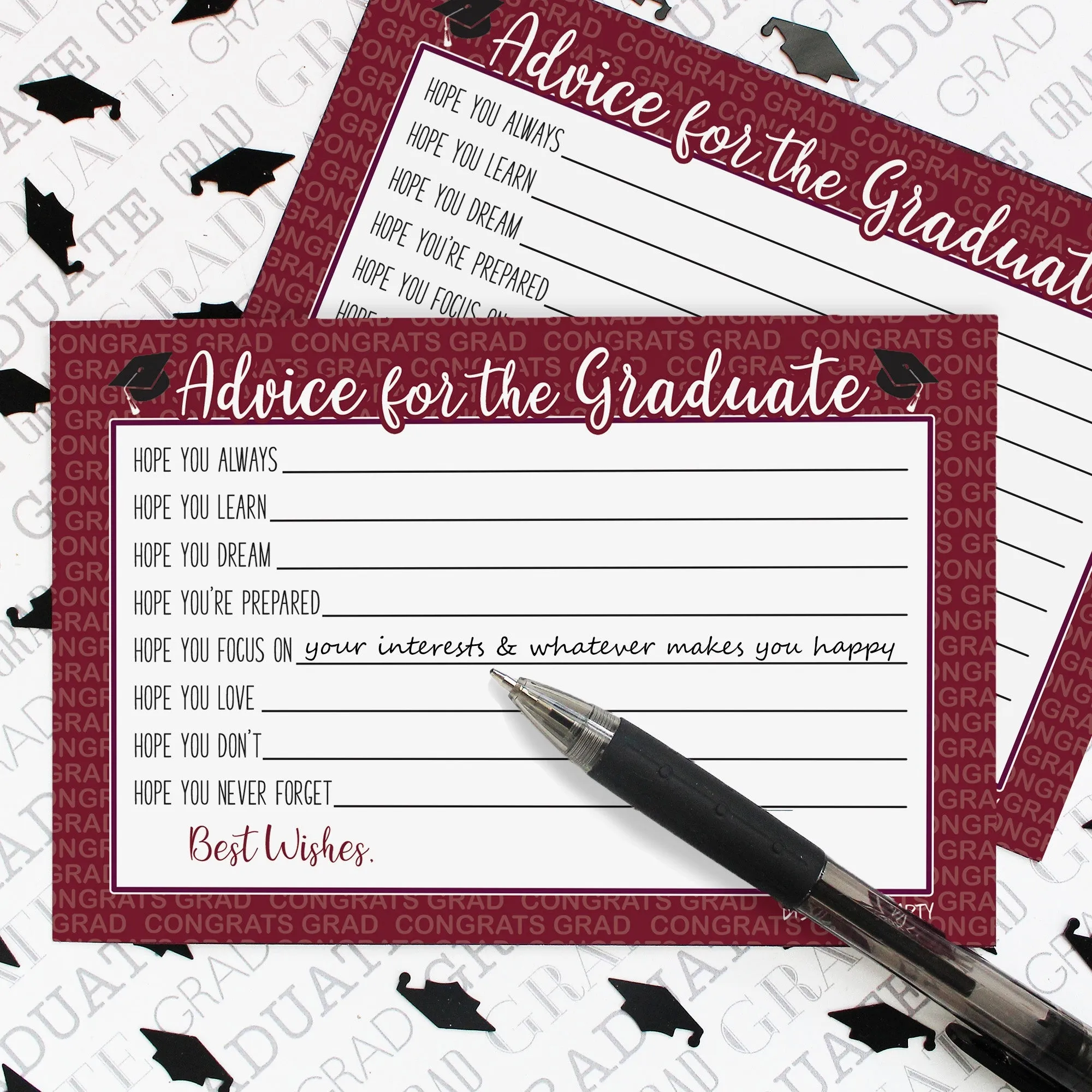 Graduation Party Class of 2024: Graduation Advice Cards – 11 School Colors - 25 Cards