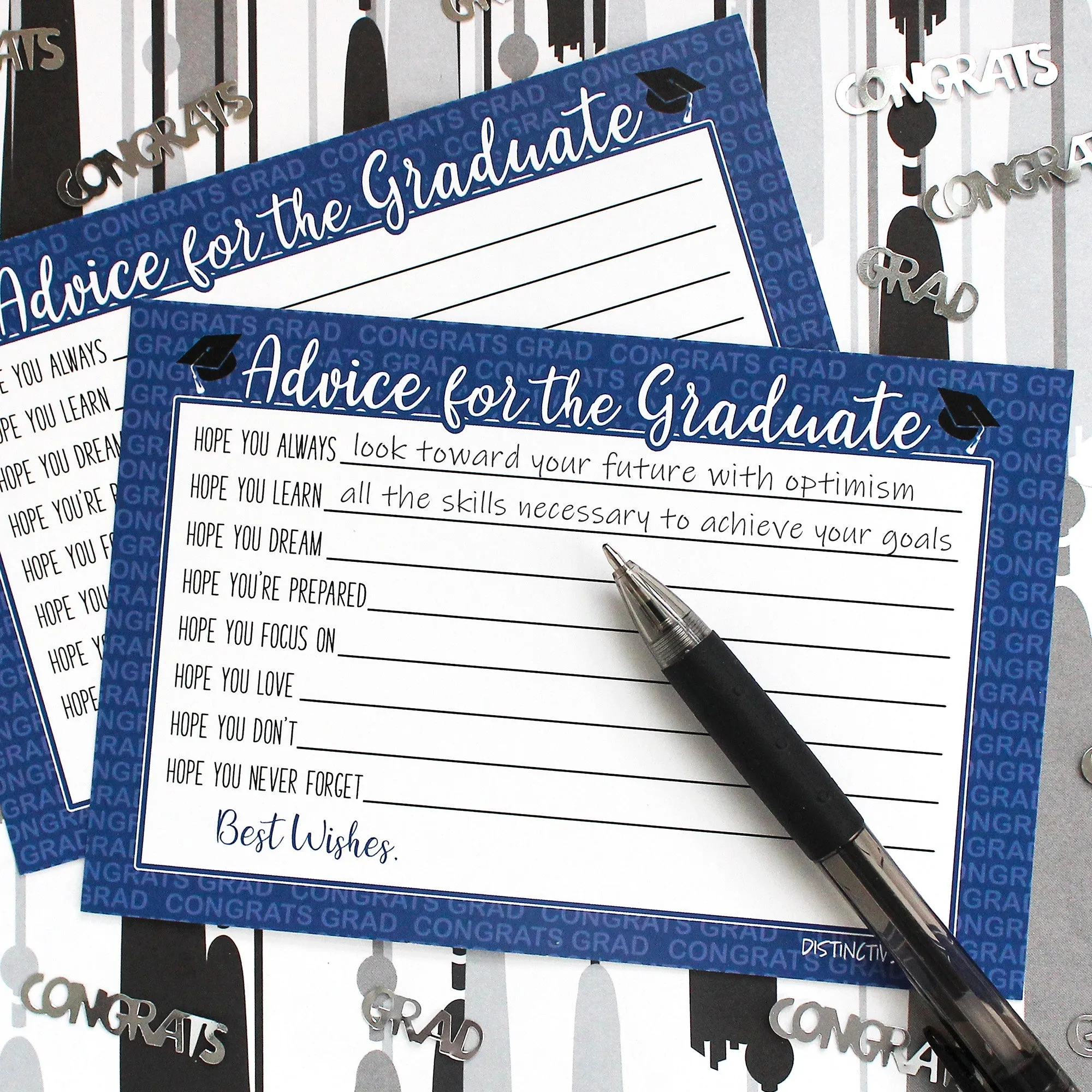 Graduation Party Class of 2024: Graduation Advice Cards – 11 School Colors - 25 Cards