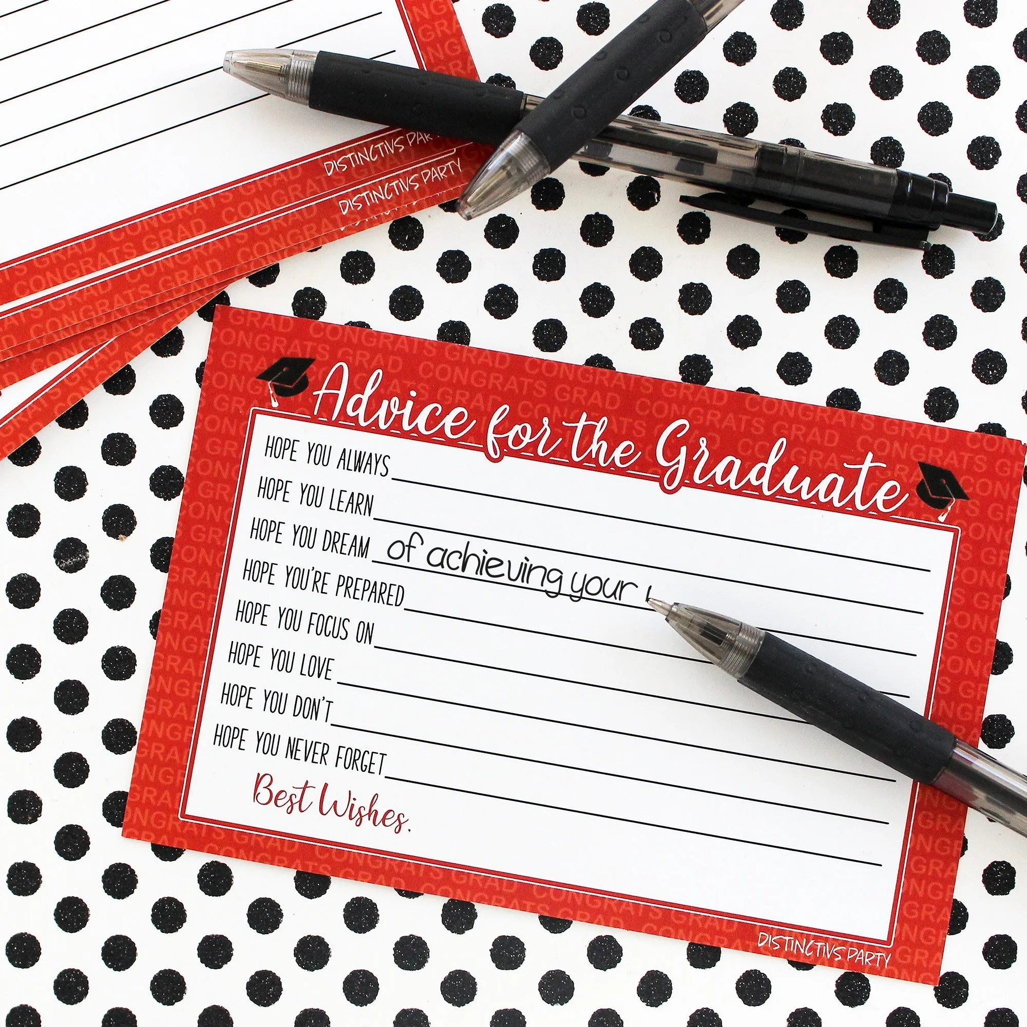 Graduation Party Class of 2024: Graduation Advice Cards – 11 School Colors - 25 Cards