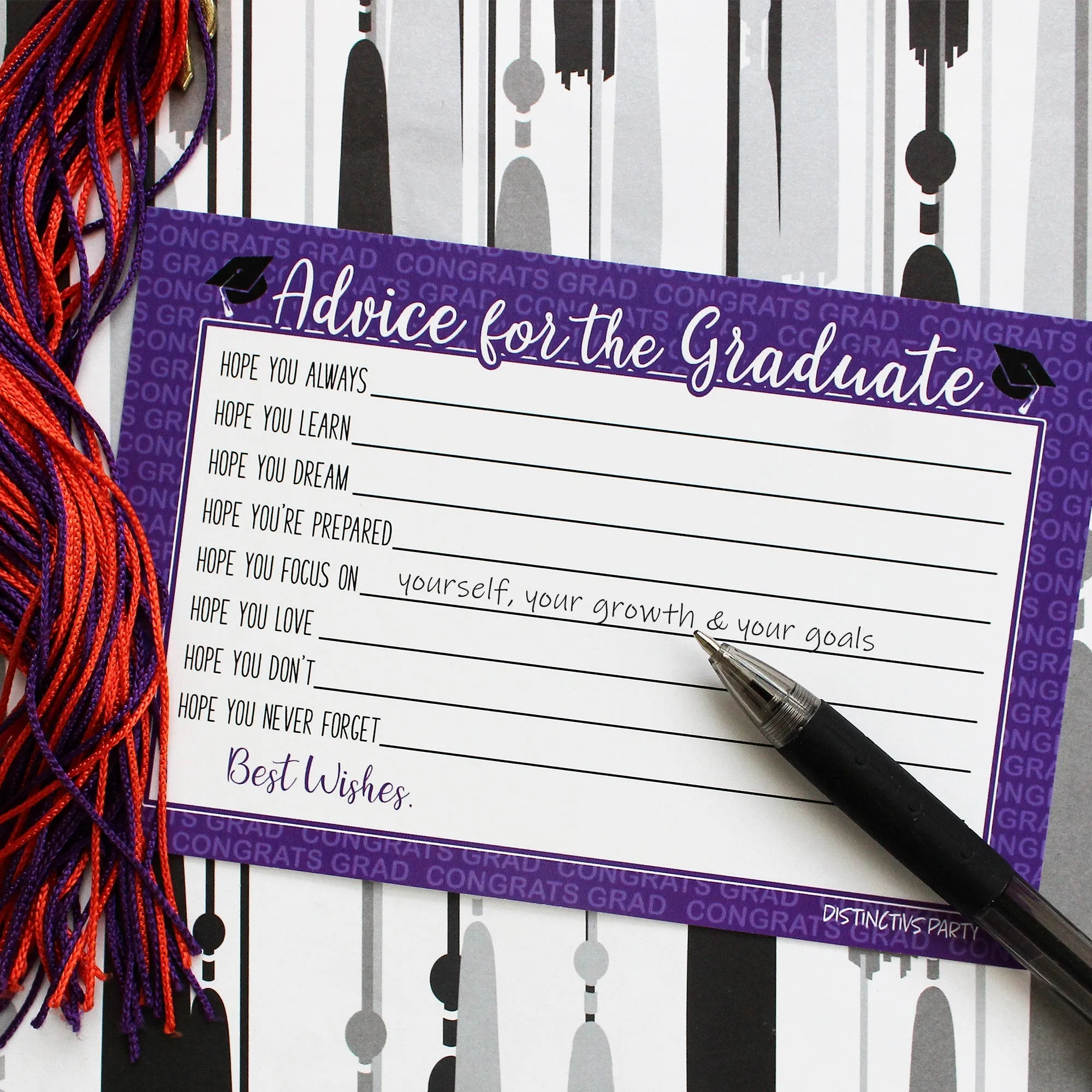Graduation Party Class of 2024: Graduation Advice Cards – 11 School Colors - 25 Cards